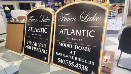 Two flatbed print panels for Fawn Lake, an Atlantic Builders subdivision.