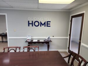 alt="Photo of white & blue 3D wall sign for real estate agency wall in Spotsylvania, Virginia"