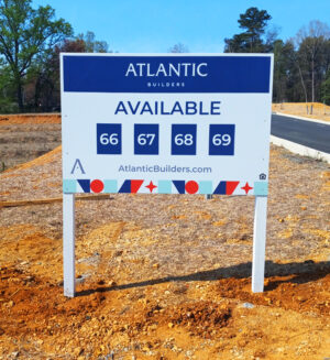 alt="Photo of lot sign for Atlantic builders sign located in Spotsylvania, Virginia"