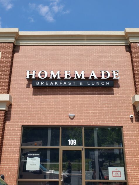 Photo of Channel Letter Sign for HOMEMADE Breakfast & Lunch, located in Spotslyvania, VA. Sign was manufactured & installed by Distinct Sign Solutions in Fredericksburg, VA