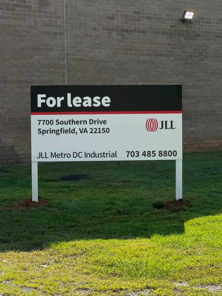 Custom Commercial Real Estate Sign on White Painted Posts in Springfield, VA