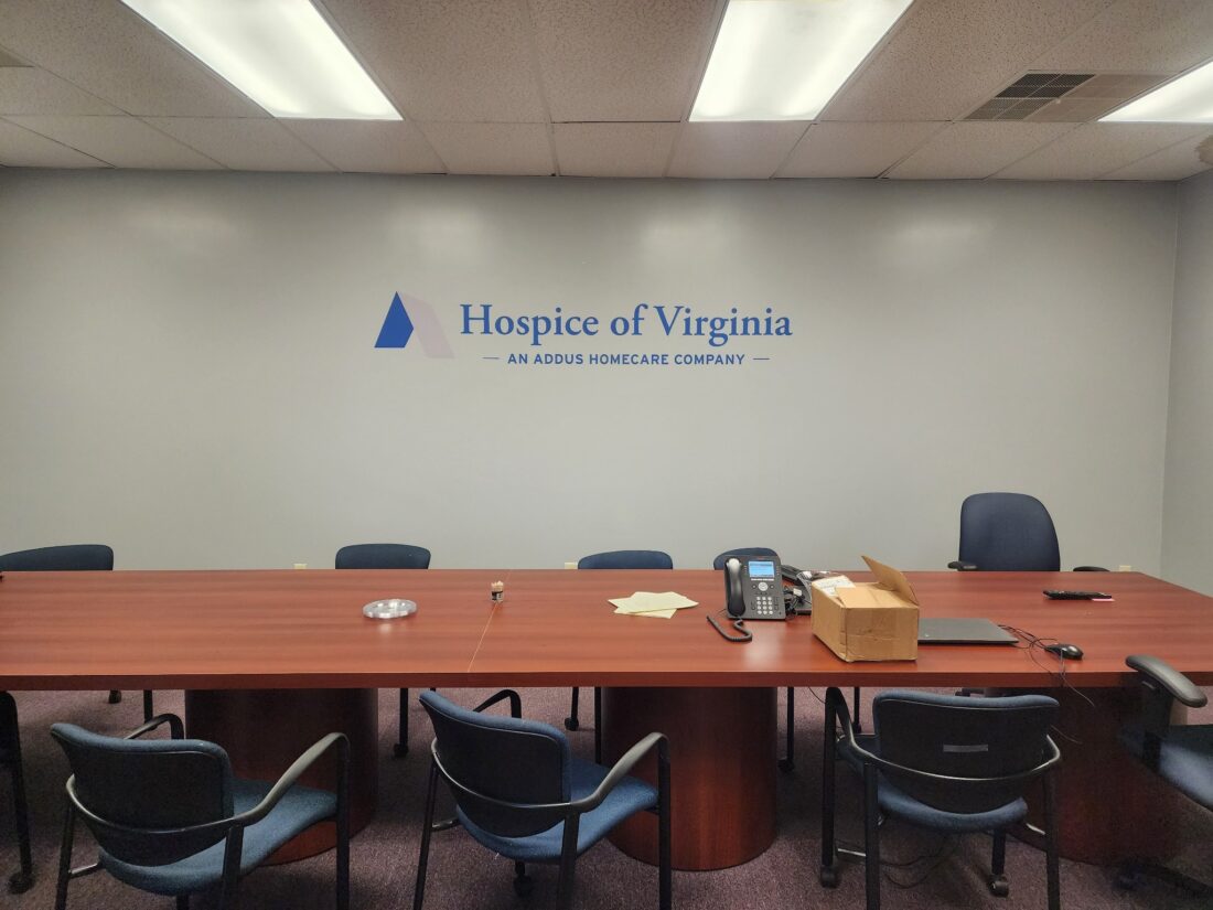 Photo of vinyl graphic applied to drywall in Richmond, VA. Sign was manufactured & installed by Distinct Sign Solutions in Fredericksburg, VA.