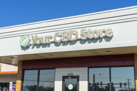 Photo of custom channel letter sign for CBD shop in Fredericksburg, VA. Sign was manufactured & installed by Distinct Sign Solutions in Fredericksburg, VA