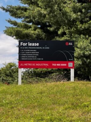 Photo of For Lease sign for JLL Mid Atlantic, located in Spotsylvania, VA. Sign was manufactured & installed by Distinct Sign Solutions