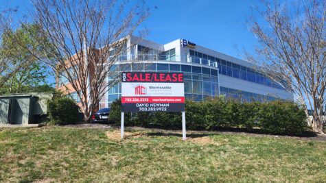 Photo of custom commercial real estate sign for large building in Stafford, VA. Sign was manufactured & installed by Distinct Sign Solutions in Fredericksburg, VA