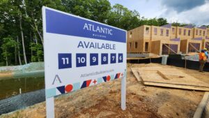 Photo of Atlantic Builders Home Builder sign in Spotsylvania, VA. Sign was manufactured & installed by Distinct Sign Solutions in Fredericksburg, VA