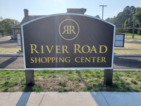 Photo for custom gold leaf & smaltz monument sign for Richmond Shopping Center. Sign was manufactured & installed by Distinct Sign Solutions in Fredericksburg, VA