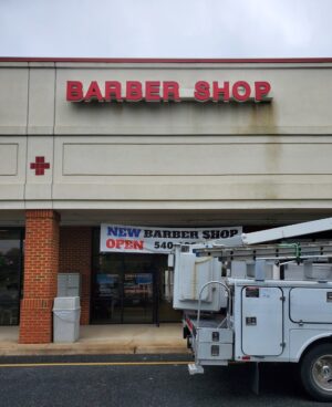 Photo of updated Barber Shop channel letter in Spotsylvania, VA. Sign was repaired & revamped by Distinct Sign Solutions in Fredericksburg, VA