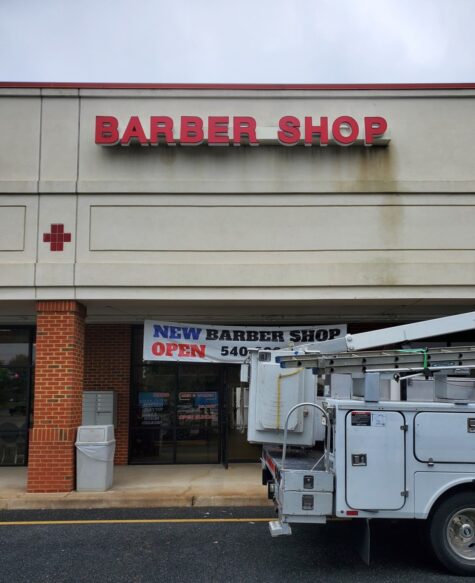 Photo of updated Barber Shop channel letter in Spotsylvania, VA. Sign was repaired & revamped by Distinct Sign Solutions in Fredericksburg, VA