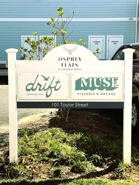 Osprey Flats Colonial Beach Entrance Monument Sign