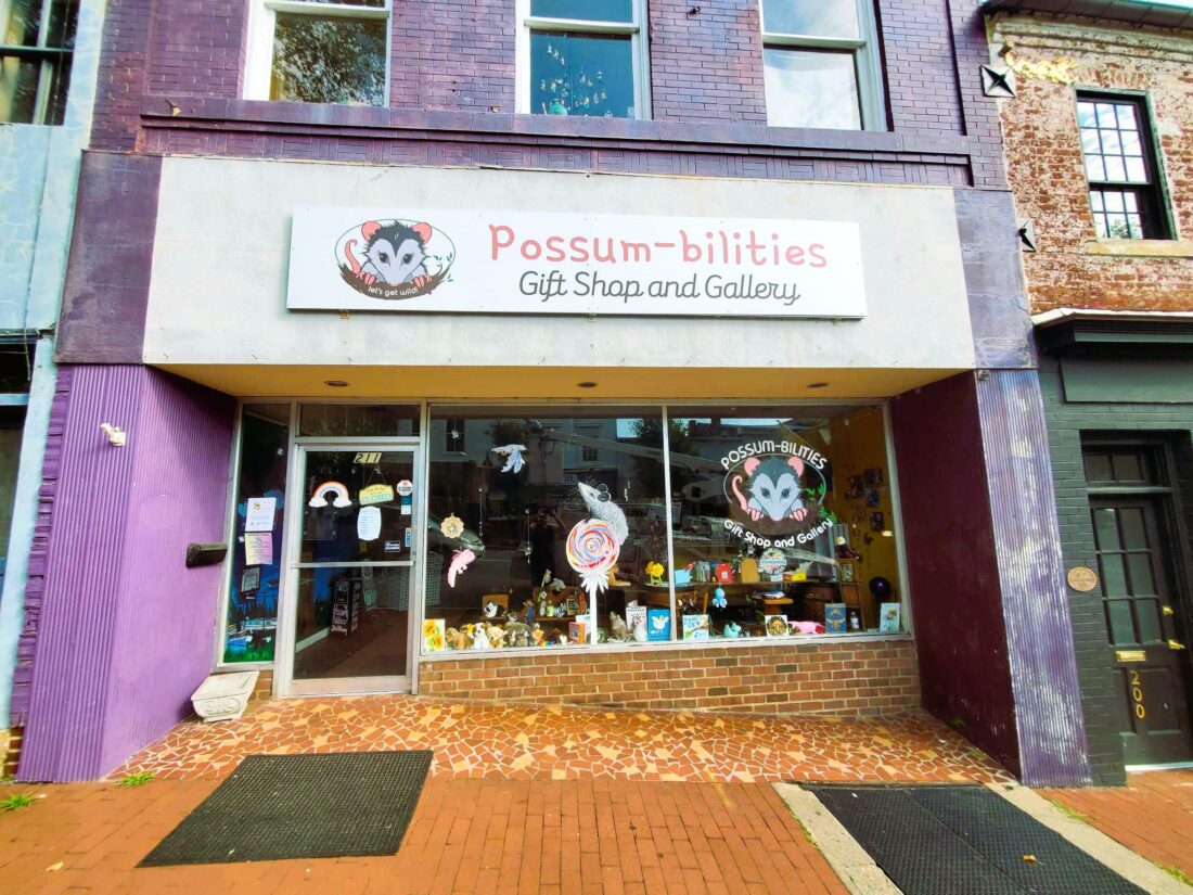 Photo of custom entrance sign for Possumbilities in Fredericksburg, VA. Sign was manufactured & installed by Distinct Sign Solutions in Fredericksburg, VA