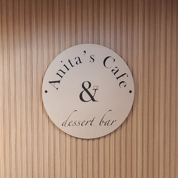 Interior wall sign for Anita’s Cafe & Dessert Bar by Distinct Sign Solutions in Fredericksburg, VA