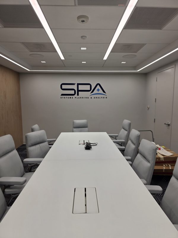 Systems Planning & Analysis’s acrylic sign