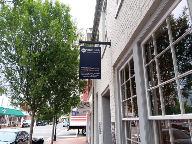 Virginia Black Chamber of Commerce partnered with Distinct Sign Solutions for Blade signs in Fredericksburg, Virginia.