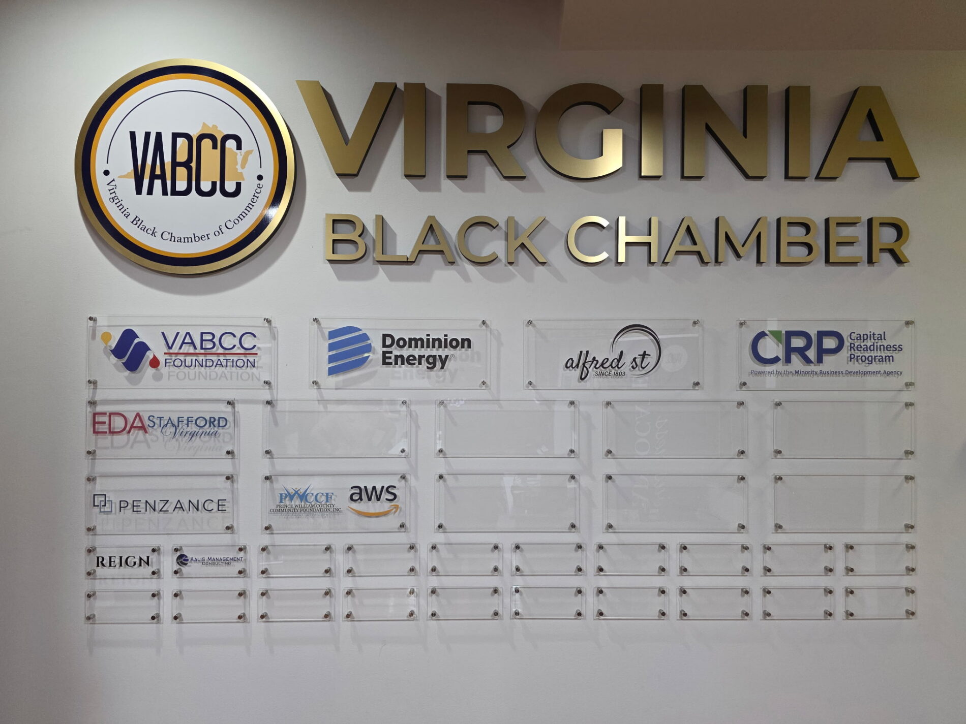 Virginia Black Chamber of Commerce partnered with Distinct Sign Solutions for Acrylic signs in Fredericksburg, Virginia.