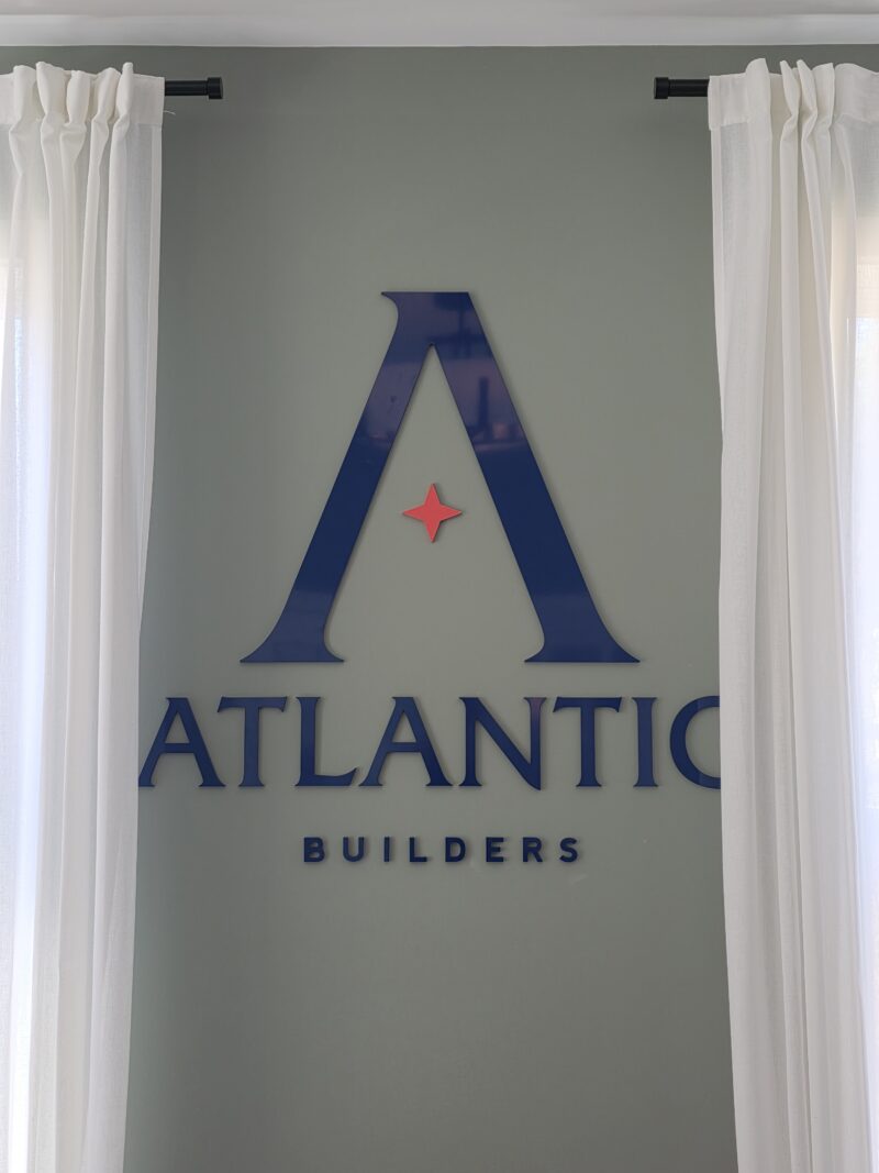 Atlantic Builders partnered with Distinct Sign Solutions for Acrylic signs in Stafford, Virginia.