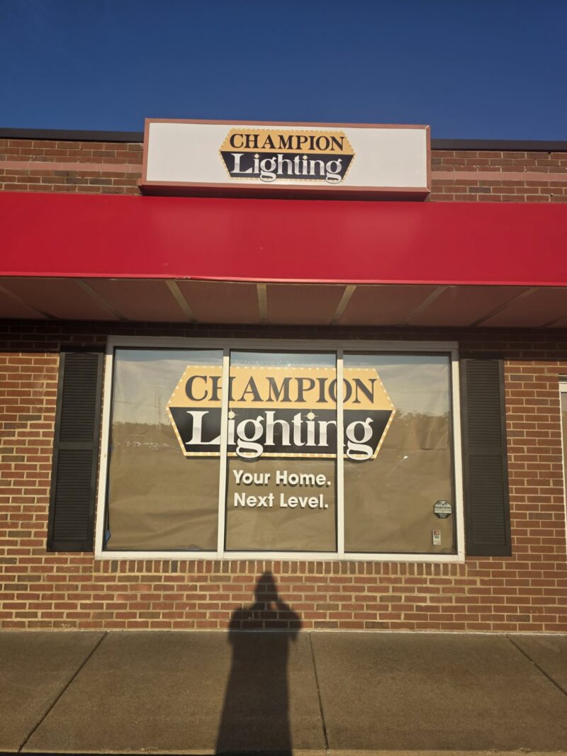 Champion Lighting partnered with Distinct Sign Solutions for Vinyl graphics in Spotsylvania, Virginia.