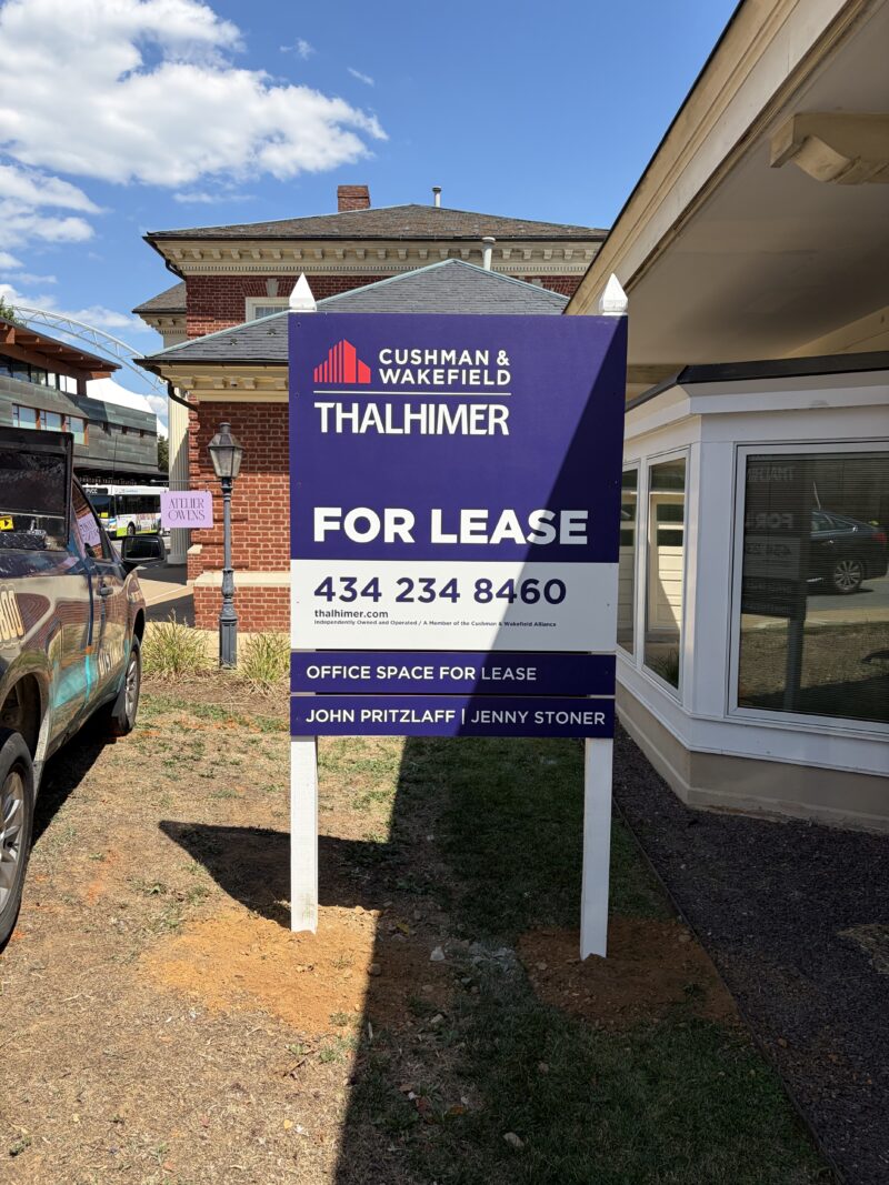 Thahlimer partnered with Distinct Sign Solutions for Real estate signs in Charlottesville, Virginia.